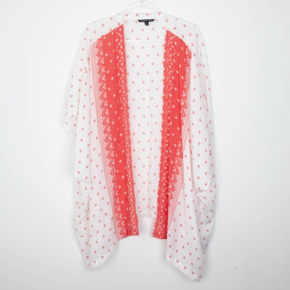 NWT Zac & Rachel Womens Open Front Floral Kimono Size 3X Red‎ White Hippie Gypsy